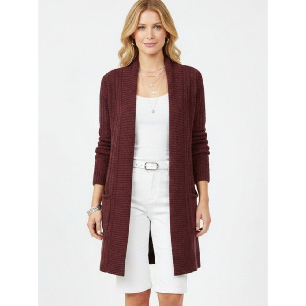 Anthropologie Saturday Sunday Plum Purple Knit Open Front Cardigan Sweater S